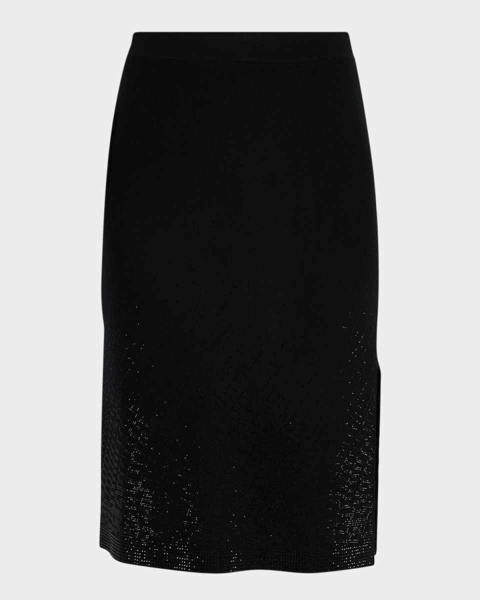Cashmere Rhinestone-Embellished Pencil Skirt